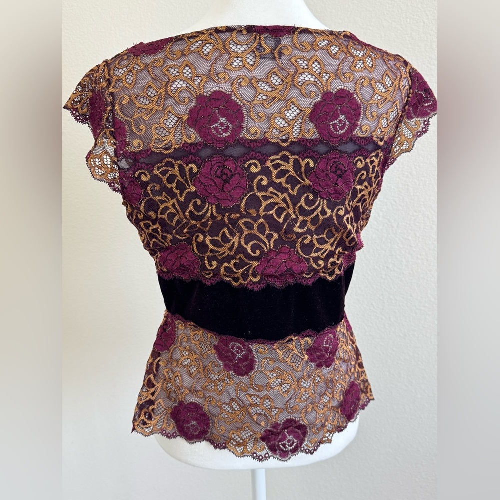 Vintage Hanky Panky Lace Velvet Top Cup Sleeve Purse Sz M - Picture 9 of 11